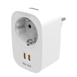 Simon Adaptador combi schuko 2p+t 16a 230-250v + 2 usb-c 45w, blanco