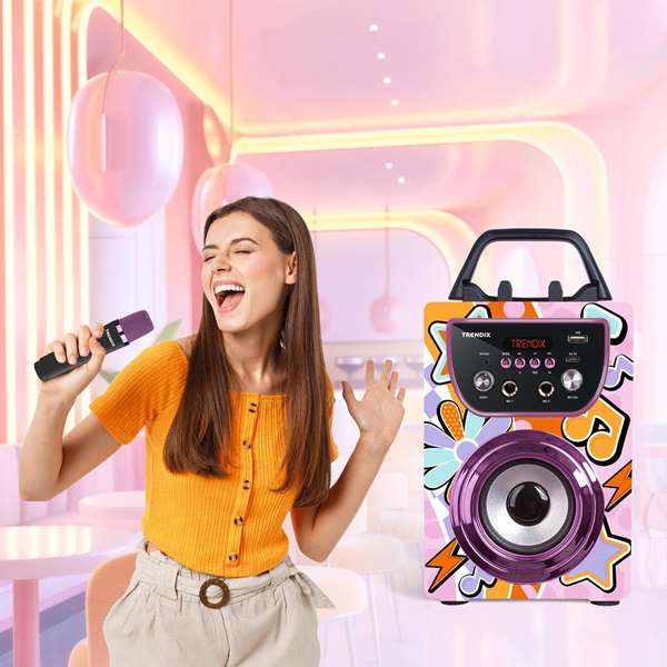 World Brands Magic Melody - Karaoke con 4 efectos de voz, radio FM, entrada USB y 2 micrófonos incluidos
