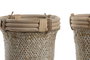 DKD Home Decor Set de 2 Cestas de Ratán y Paja 16x16x16 Natural Decapé