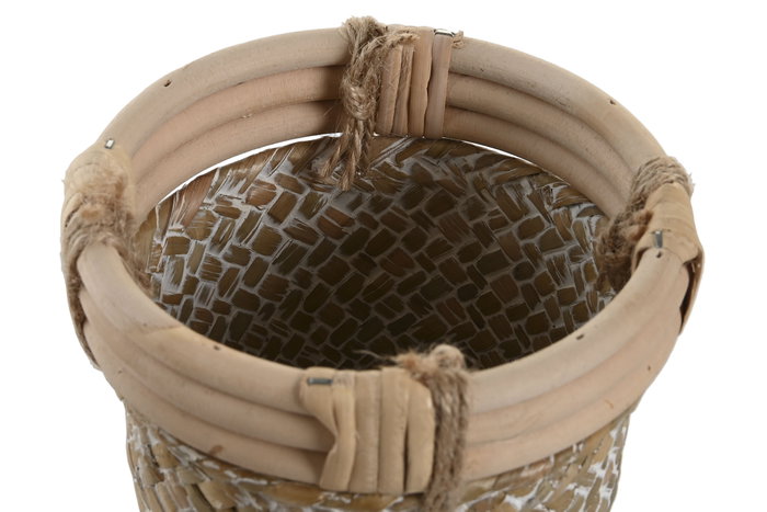 DKD Home Decor Set de 2 Cestas de Ratán y Paja 16x16x16 Natural Decapé