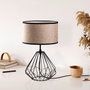 Opviq S-707 Set Lámparas de Mesa Negras Cuerpo Metal Tela Elegantes Modernas 2 Piezas 25x25x43cm