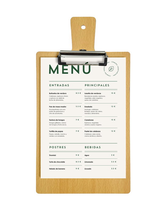 Inde Tabla Porta Menú con Clip 41.5 cm x 22.5 cm (24 Unidades)