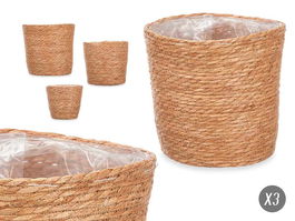 Giftdecor Set 3 Cestos Redondos Altos Esparto 28x28x28 cm Natural (Set de 4)