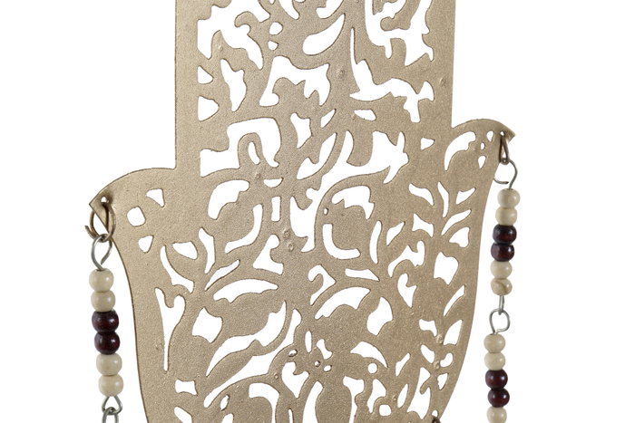 DKD Home Decor Decoración Colgante Hamsa en Metal y Mango