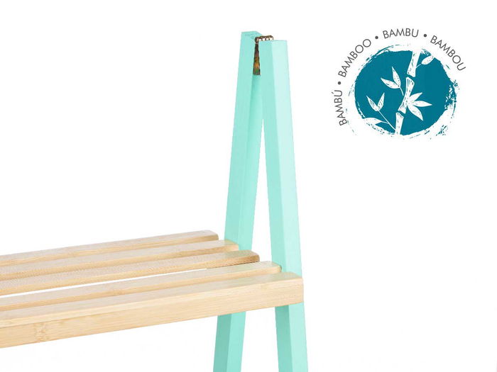 Berilo Estanteria Escalera 3 Estantes Bambu Menta 40x81x30cm