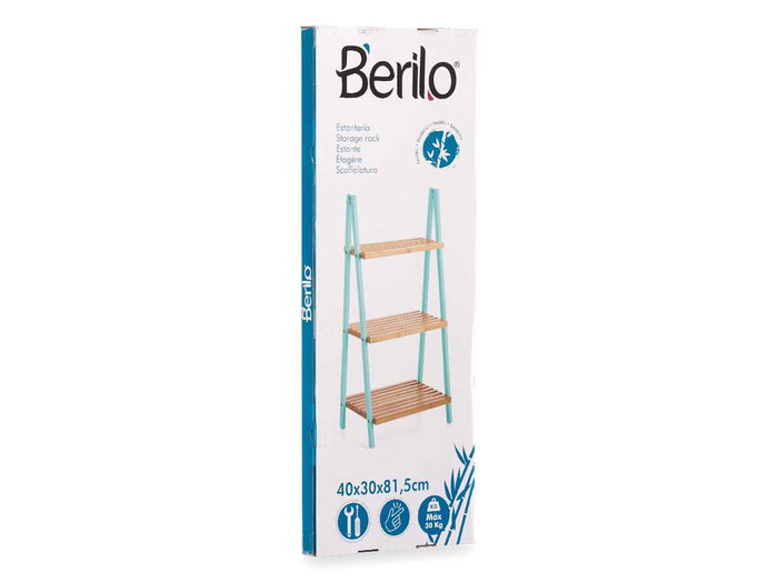 Berilo Estanteria Escalera 3 Estantes Bambu Menta 40x81x30cm