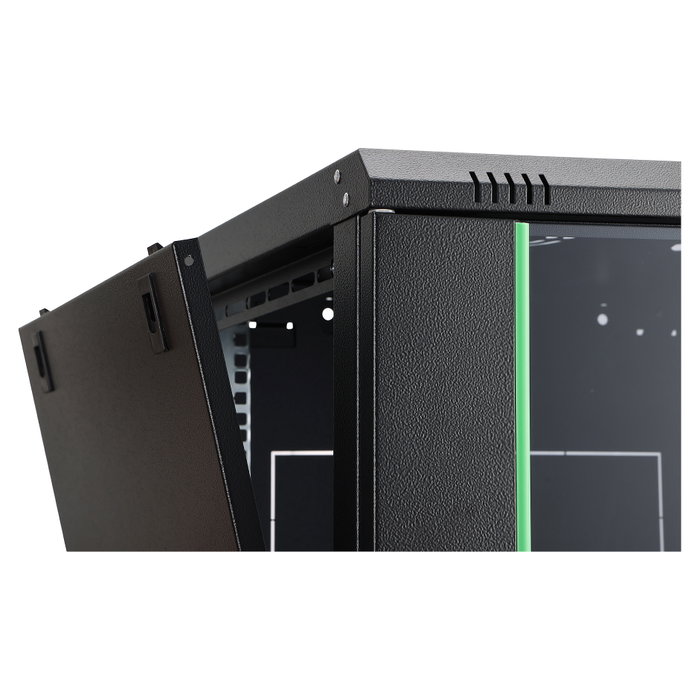 Digitus Dynamic 9HE 474x600x600mm - Armario de Pared de Rack 9U, Negro, Acero, Vidrio, Capacidad 60 kg, Bloqueo Teclado, IP20, 26 kg