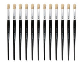 Innspiro Caja de 12 pinceles de cerda natural redondos mango corto nº16