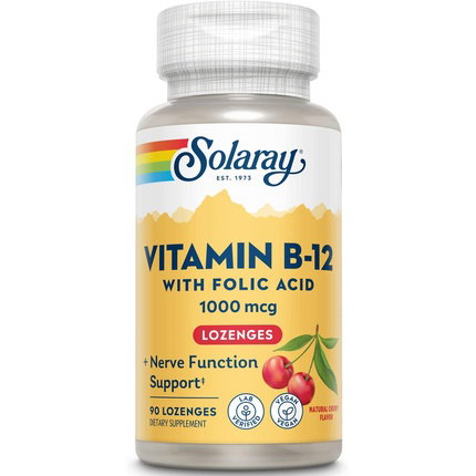 SOLARAY Vitamina B12 con Ácido Fólico 1000 mcg, 90 comprimidos sublinguales SOLARAY Vitamina B12 con Ácido Fólico 1000 mcg, 90 comprimidos sublinguales