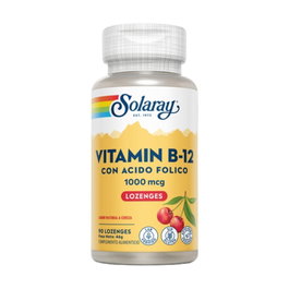 Solaray Vitamina B-12 con Ácido Fólico 1000mcg Cereza