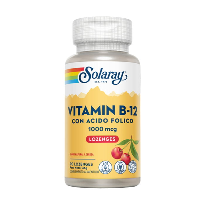 Solaray Vitamina B-12 con Ácido Fólico 1000mcg Cereza Solaray Vitamina B-12 con Ácido Fólico 1000mcg Cereza