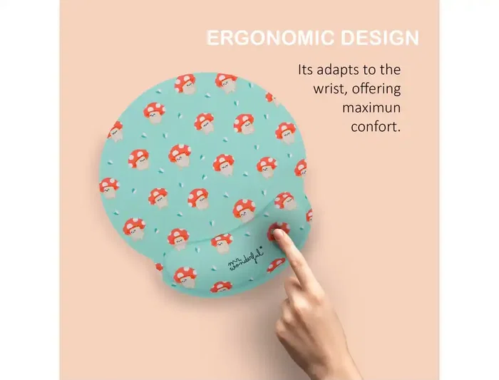 Wondee Alfombrilla de Ratón Ergonómica de Gel Setas 250x230 mm