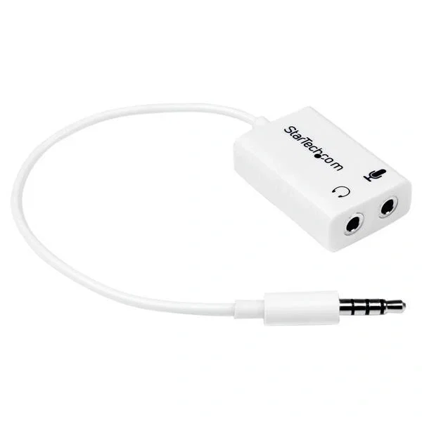 Startech Adaptador de Auriculares y Micrófono Mini-Jack 3,5mm 4 pines a 2x3,5mm Blanco Startech Adaptador de Auriculares y Micrófono Mini-Jack 3,5mm 4 pines a 2x3,5mm Blanco