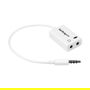 StarTech.com Adaptador de Auriculares con Micrófono 3.5mm 4 pines (Macho) a 2x Conectores 3.5mm (Hembra) para PC - Cable 15 cm Blanco