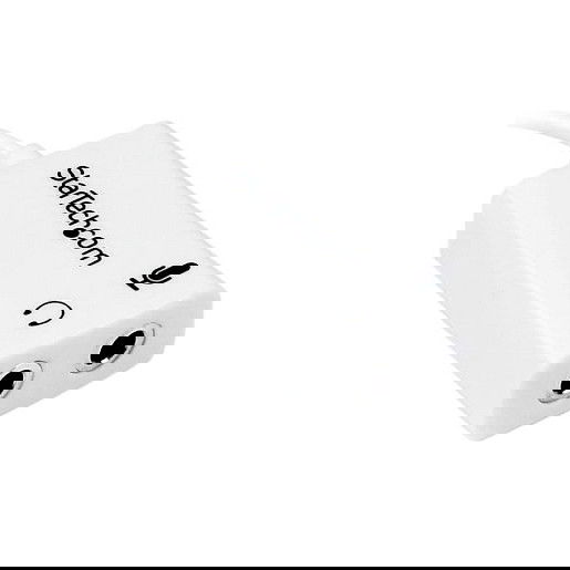 StarTech.com Adaptador de Auriculares con Micrófono 3.5mm 4 pines (Macho) a 2x Conectores 3.5mm (Hembra) para PC - Cable 15 cm Blanco