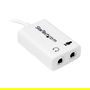 StarTech.com Adaptador de Auriculares con Micrófono 3.5mm 4 pines (Macho) a 2x Conectores 3.5mm (Hembra) para PC - Cable 15 cm Blanco