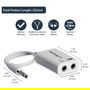 StarTech.com Adaptador de Auriculares con Micrófono 3.5mm 4 pines (Macho) a 2x Conectores 3.5mm (Hembra) para PC - Cable 15 cm Blanco