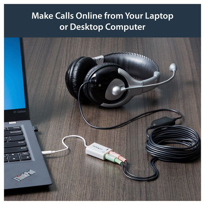 StarTech.com Adaptador de Auriculares con Micrófono 3.5mm 4 pines (Macho) a 2x Conectores 3.5mm (Hembra) para PC - Cable 15 cm Blanco