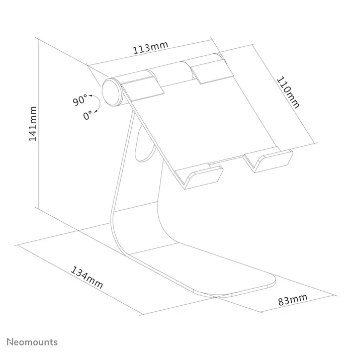 Neomounts DS15+050SL1 Soporte de Escritorio Ajustable para Tablet/Smartphone hasta 11", Plata, Inclinación 0-90°, Aluminio, con Gestión de Cables