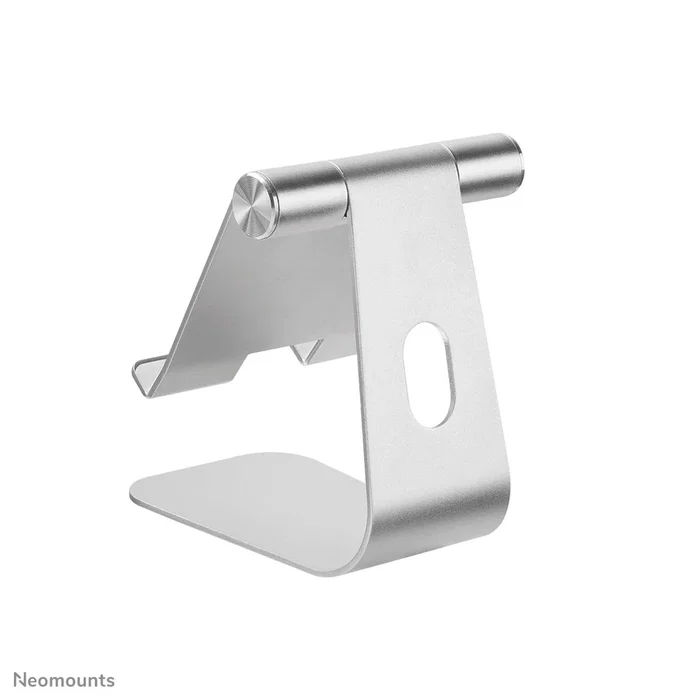 Neomounts DS15+050SL1 Soporte de Escritorio Ajustable para Tablet/Smartphone hasta 11", Plata, Inclinación 0-90°, Aluminio, con Gestión de Cables