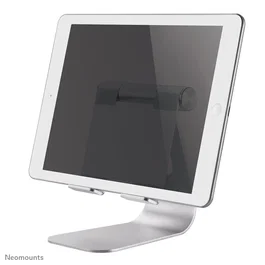 Neomounts DS15+050SL1 Soporte de Escritorio Ajustable para Tablet/Smartphone hasta 11", Plata, Inclinación 0-90°, Aluminio, con Gestión de Cables