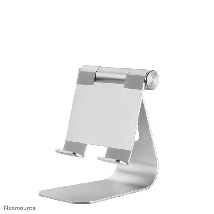 Neomounts DS15+050SL1 Soporte de Escritorio Ajustable para Tablet/Smartphone hasta 11", Plata, Inclinación 0-90°, Aluminio, con Gestión de Cables