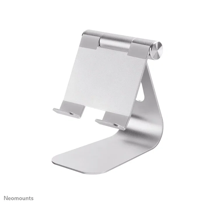 Neomounts DS15+050SL1 Soporte de Escritorio Ajustable para Tablet/Smartphone hasta 11", Plata, Inclinación 0-90°, Aluminio, con Gestión de Cables