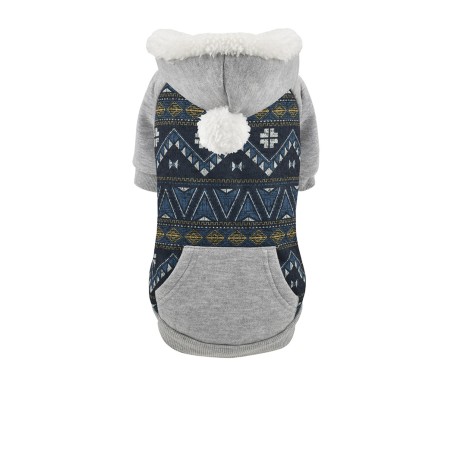 Nayeco Sudadera con Capucha Fusion para Perros 50 cm Gris con Estampado Azul Verde Cálida Adaptable
