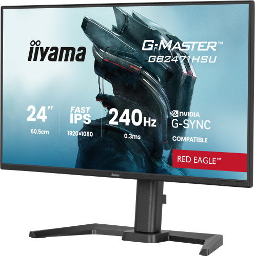 Iiyama Monitor Gaming GB2471HSU-B1 24" Full HD (1920x1080) Fast IPS 240Hz 0.8ms (MPRT), AMD FreeSync Premium, HDR, Altavoces, USB Hub, HDMI, DisplayPort