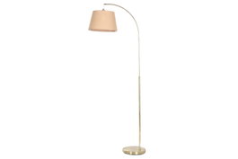 DKD Home Decor Lámpara de Pie Metal y Bambú Dorado y Beige