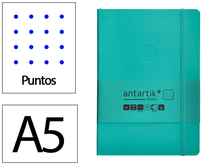 Antartik Cuaderno A5 Tapa Blanda Hojas Puntos Turquesa 80 Hojas 80gr FSC