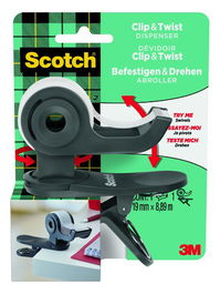 Portarrollos Scotch Clip&Twist C19 Gris Pizarra + Cinta Scotch Magic