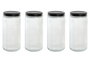 DKD Home Decor Set de 4 Botes de Cristal y Metal de 1000ml