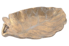DKD Home Decor Centro Mesa Tropical Dorado Hoja Resina 26 x 6 x 33 cm