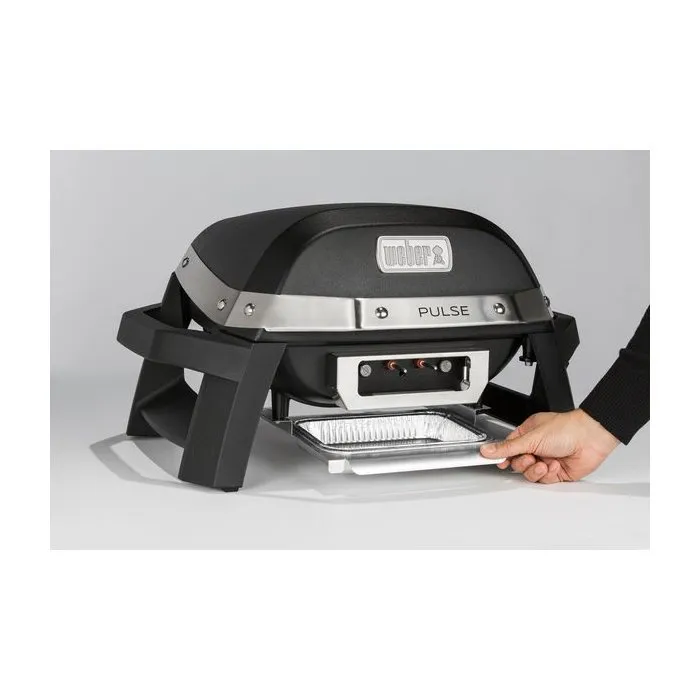 Weber Barbacoa Eléctrica Grill Pulse 1000, Tanque Aluminio Fundido, Rejillas Hierro Esmaltado Negro, 1-8 KW, IGrill