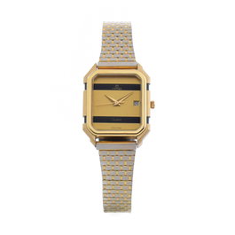 Tetra Reloj Analógico 129-1-A1 con Caja Dorada y Correa Gris