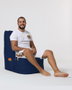 Atelier Del Sofa Puf de Jardín Dark Blue, Comodidad y Estilo Exterior, Tejido Poliéster, 60x90x35 cm Asiento, Resistente al Agua, Espuma EPS Reciclado
