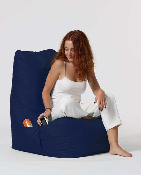 Atelier Del Sofa Puf de Jardín Dark Blue, Comodidad y Estilo Exterior, Tejido Poliéster, 60x90x35 cm Asiento, Resistente al Agua, Espuma EPS Reciclado