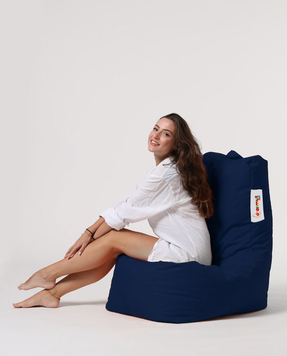Atelier Del Sofa Puf de Jardín Dark Blue, Comodidad y Estilo Exterior, Tejido Poliéster, 60x90x35 cm Asiento, Resistente al Agua, Espuma EPS Reciclado