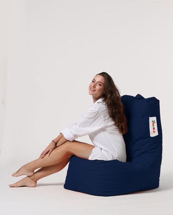 Atelier Del Sofa Puf de Jardín Dark Blue, Comodidad y Estilo Exterior, Tejido Poliéster, 60x90x35 cm Asiento, Resistente al Agua, Espuma EPS Reciclado