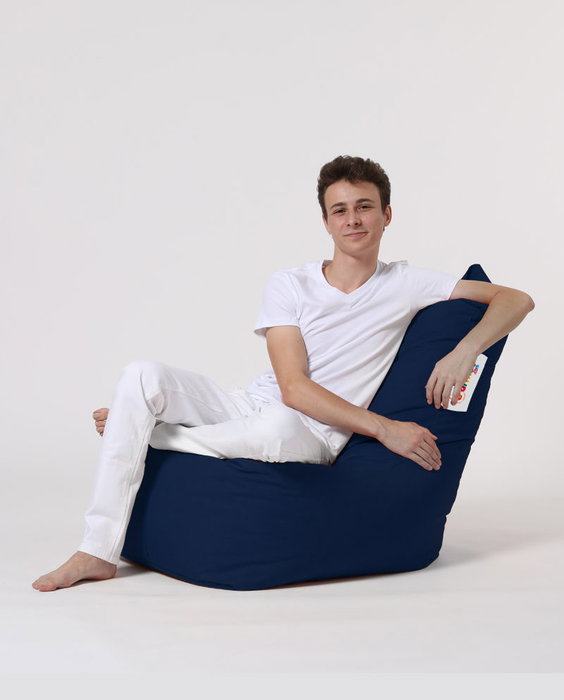 Atelier Del Sofa Puf de Jardín Dark Blue, Comodidad y Estilo Exterior, Tejido Poliéster, 60x90x35 cm Asiento, Resistente al Agua, Espuma EPS Reciclado