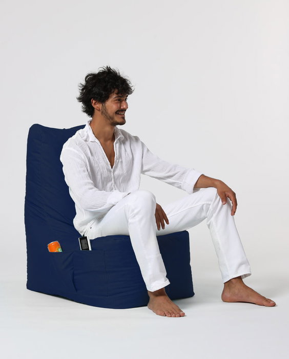 Atelier Del Sofa Puf de Jardín Dark Blue, Comodidad y Estilo Exterior, Tejido Poliéster, 60x90x35 cm Asiento, Resistente al Agua, Espuma EPS Reciclado