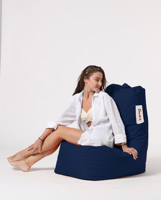 Atelier Del Sofa Puf de Jardín Dark Blue, Comodidad y Estilo Exterior, Tejido Poliéster, 60x90x35 cm Asiento, Resistente al Agua, Espuma EPS Reciclado