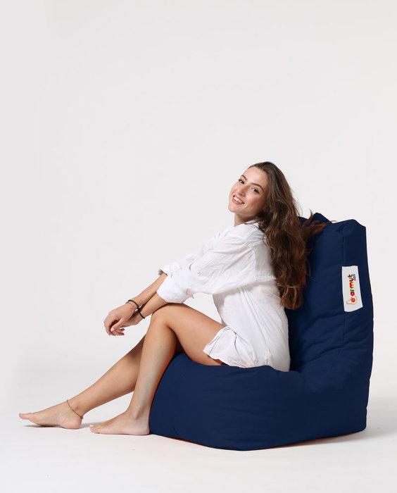 Atelier Del Sofa Puf de Jardín Dark Blue, Comodidad y Estilo Exterior, Tejido Poliéster, 60x90x35 cm Asiento, Resistente al Agua, Espuma EPS Reciclado