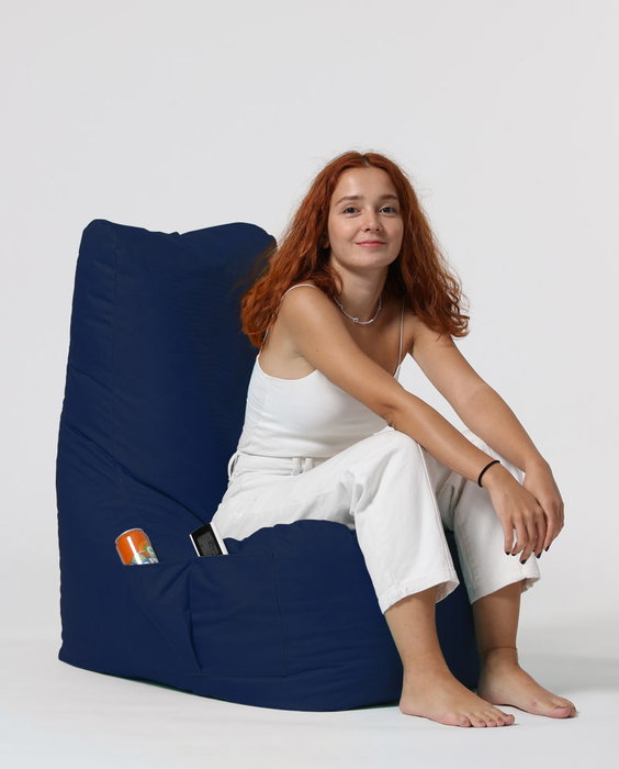 Atelier Del Sofa Puf de Jardín Dark Blue, Comodidad y Estilo Exterior, Tejido Poliéster, 60x90x35 cm Asiento, Resistente al Agua, Espuma EPS Reciclado