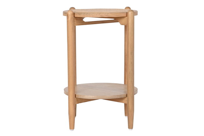 DKD Home Decor Mesita Auxiliar de Paulownia y Ratán Natural