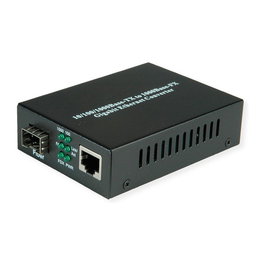 VALUE 21.99.1199 Convertidor Ethernet Gigabit RJ-45 a SFP LC, 1000 Mbit/s, Compatible con 10Base-T/100Base-TX/1000Base-TX/1000Base-X/100Base-FX, IEEE 802.3, Negro