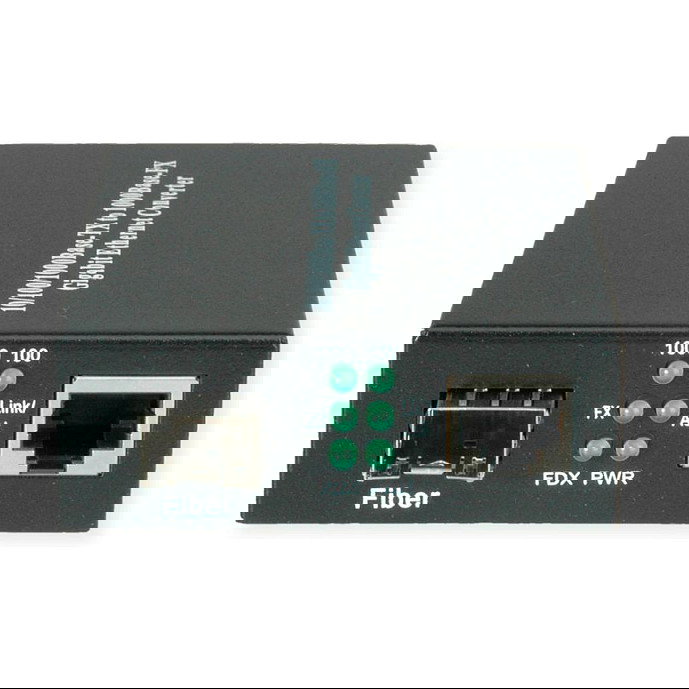 VALUE 21.99.1199 Convertidor Ethernet Gigabit RJ-45 a SFP LC, 1000 Mbit/s, Compatible con 10Base-T/100Base-TX/1000Base-TX/1000Base-X/100Base-FX, IEEE 802.3, Negro