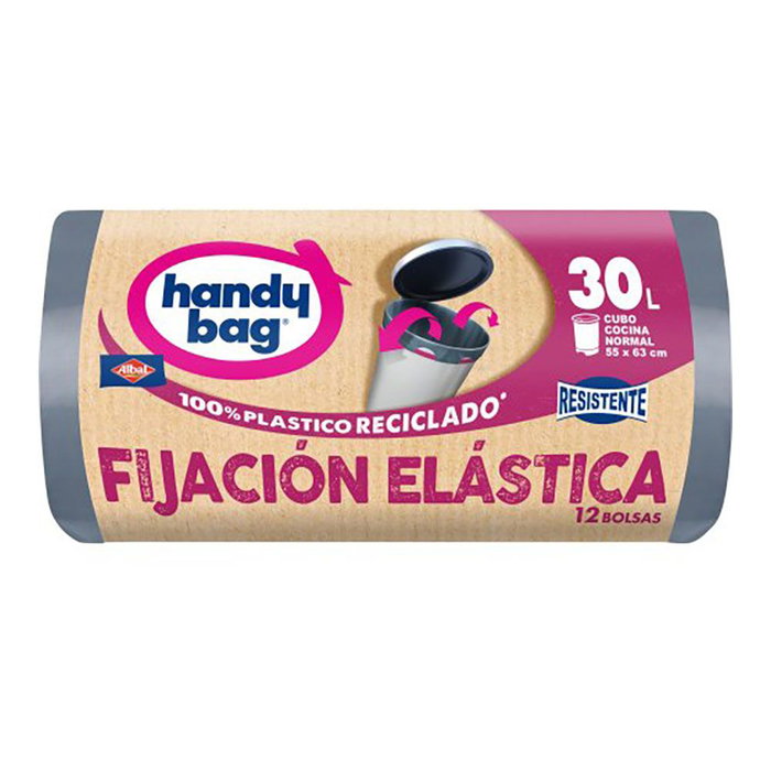 Handy Bag Bolsa de basura con fijación elástica 30 l (55 x 63 cm), 12 uds Handy Bag Bolsa de basura con fijación elástica 30 l (55 x 63 cm), 12 uds