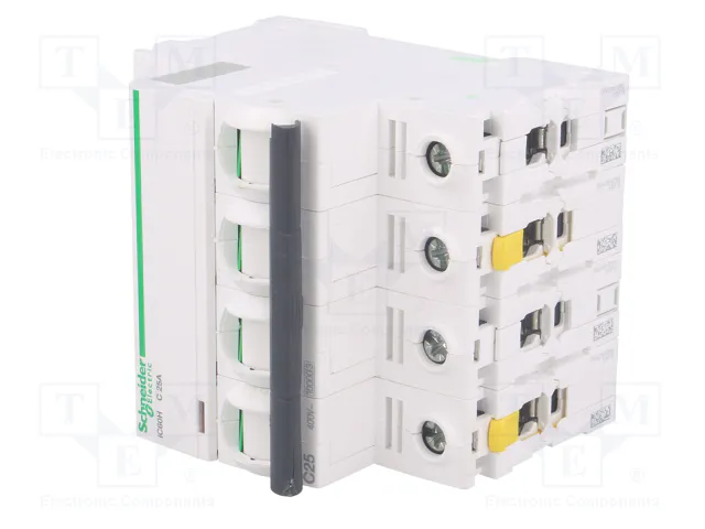 SCHNEIDER ELECTRIC Interruptor magnetotérmico iC60H 25A 4 Polos Curva C SCHNEIDER ELECTRIC Interruptor magnetotérmico iC60H 25A 4 Polos Curva C